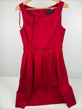 Sharagano Vibrant Red Bow-Front Sleeveless Fit-and-Flare Dress